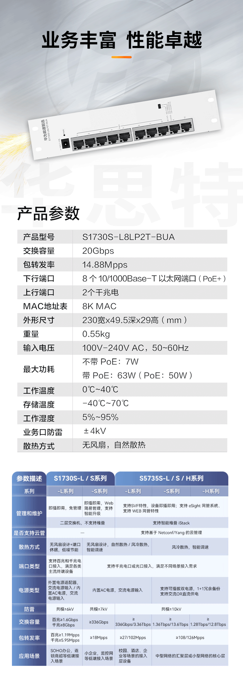 華為數(shù)通智選 S1730S-L8LP2T-BUA 8口千兆POE交換機