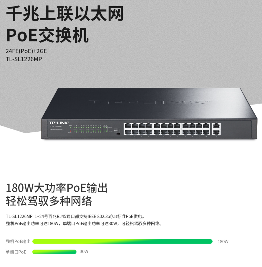 TP-LINK 千兆上聯(lián)以太網(wǎng)PoE交換機