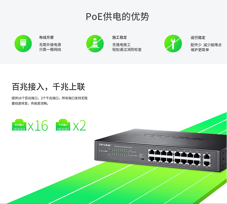 TP-LINK TL-SL1218MP 千兆上聯(lián)以太網(wǎng)交換機(jī)