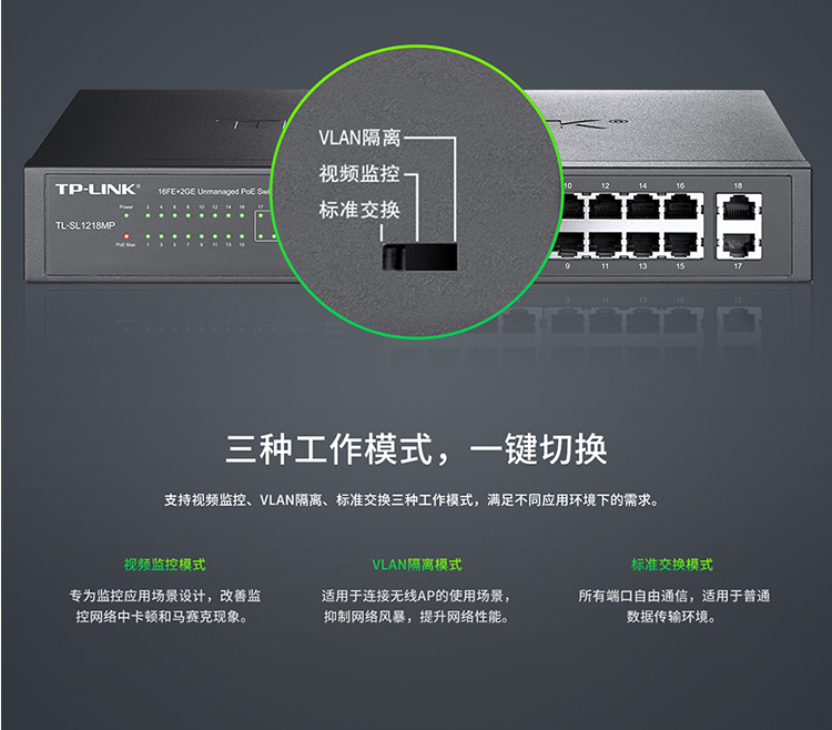 TP-LINK TL-SL1218MP 千兆上聯(lián)以太網(wǎng)交換機(jī)