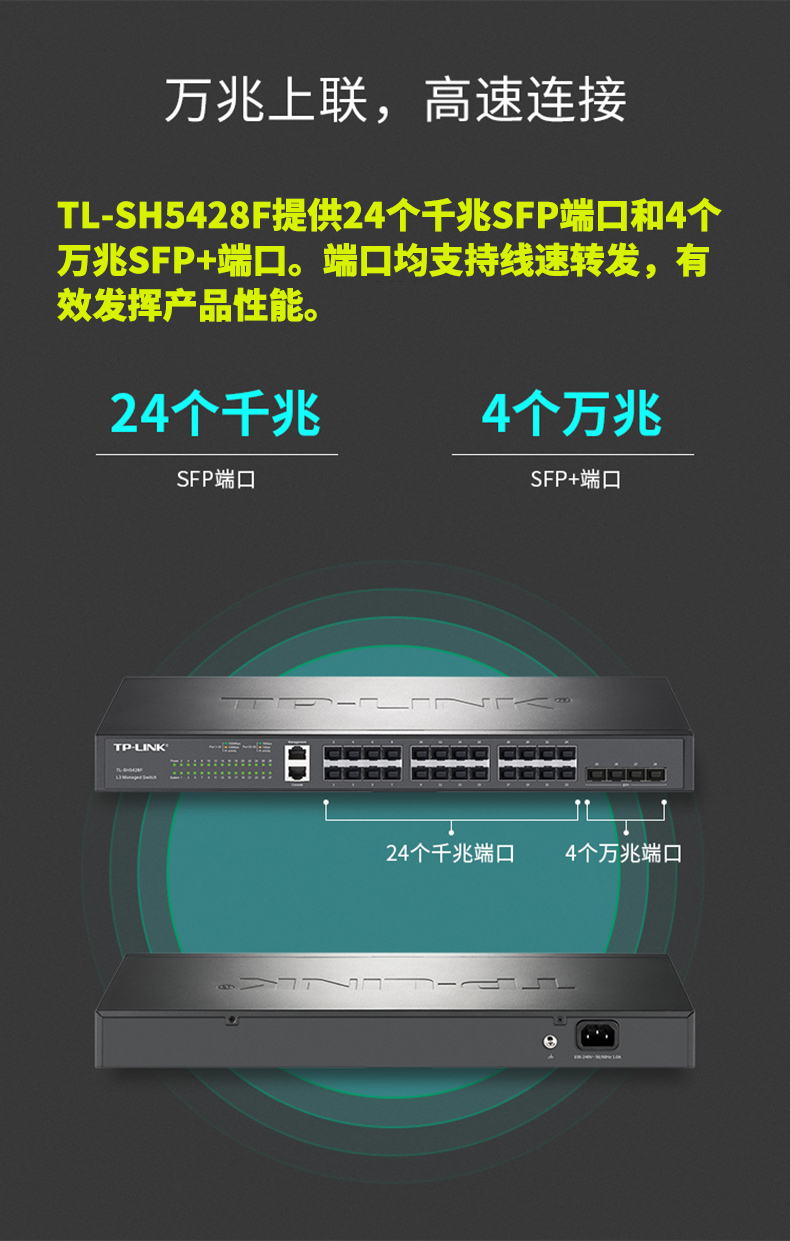 TP-LINK TL-SH5428F 萬兆上聯(lián)三層網(wǎng)管交換機